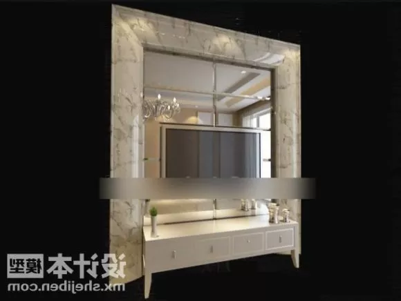 Tv Cabinet With Mirror Background 3d model Tv Cabinet With Mirror Background 3d model