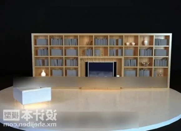 Tall Shelf With Seat Entrance Cabinet 3d model