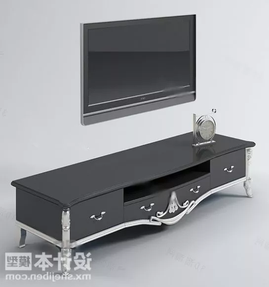 Wide Lcd Tv Black Painted 3d model