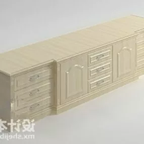 Classic Yellow Wood Tv Cabinet 3d model