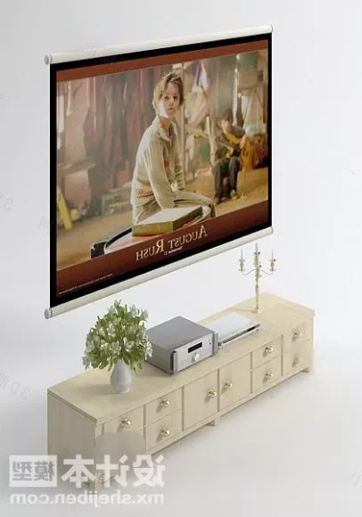 Silver Lcd Tv Flat Style With Stand 3d model