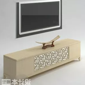 Tv Cabinet Wooden Carved 3d model