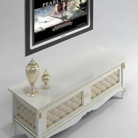Tv Cabinet White European 3d model
