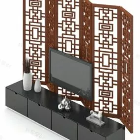 Tv Cabinet With Screen Background 3d model