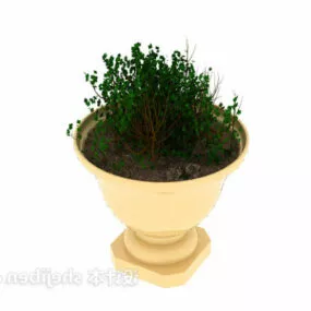 Decorative Stone Pot Plant 3d model