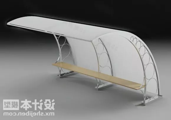 Curved Bus Stop Building 3d model Curved Bus Stop Building 3d model