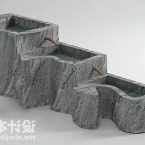 Landscape Stone Fountain Lake 3d model