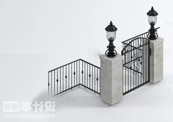 Iron Door With Handrail 3d model Iron Door With Handrail 3d model
