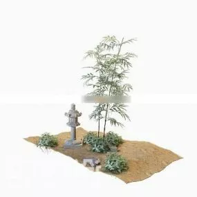 Tree Plant With Bushes 3d model