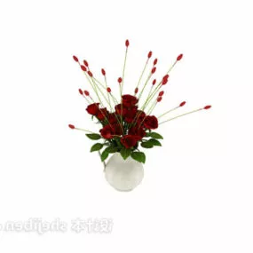 Red Flower Pot Plant 3d model