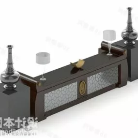 Black Tv Cabinet With Vase Decor 3d model