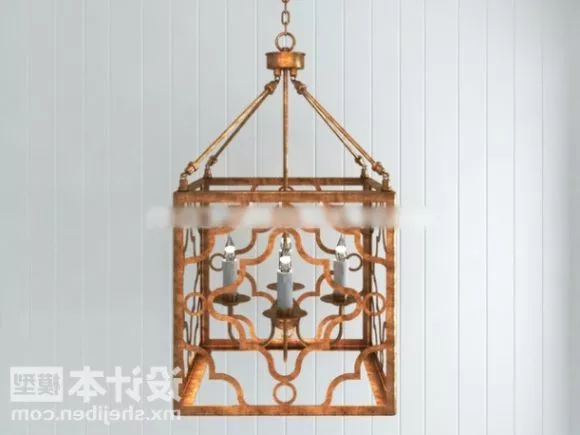 Iron Square Cage Ceiling Lamp 3d model Iron Square Cage Ceiling Lamp 3d model