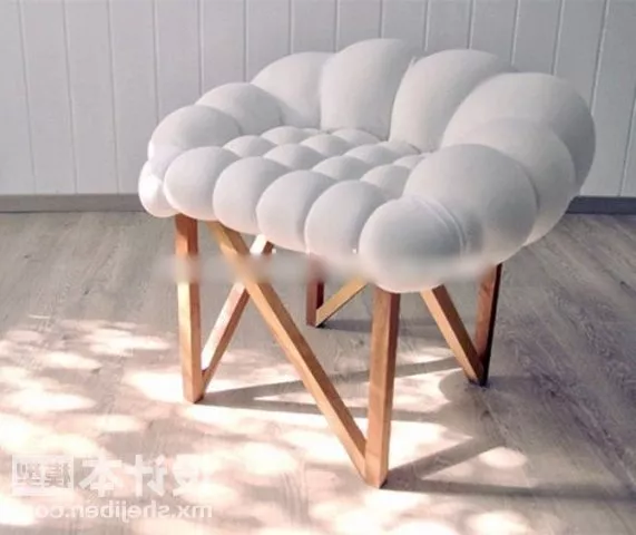 Square Fabric Stool 3d model