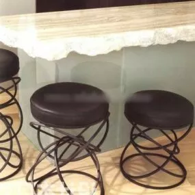 Round Stool Iron Leg 3d model