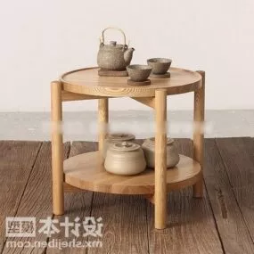 Wood Round Coffee Table 3d model