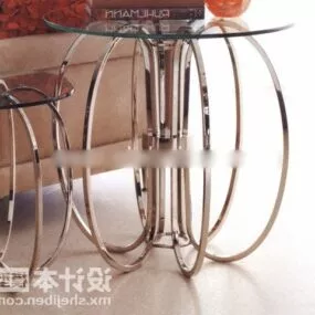 Modern Round Coffee Table Iron Leg 3d model
