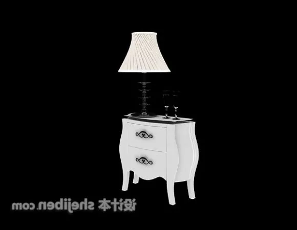 Classic White Bedside Table 3d model Classic White Bedside Table 3d model