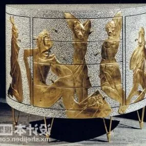 Royal Carved Bedside Table 3d model