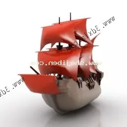 Cartoon Sailing Boat 3d model