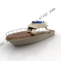 Old Chinese Wood Boat 3d model