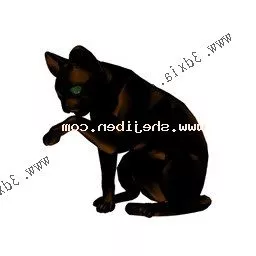 Cats Lick Paw 3d model