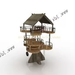House On Tree Building 3d model