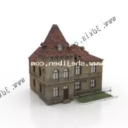 Vintage European Villa Building 3d model