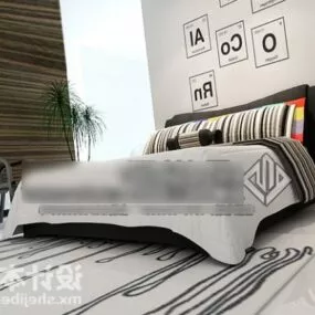 Realistic Bed With Blanket 3d model