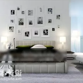 White Room With Bed 3d model