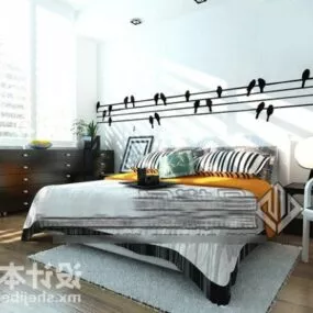 Modern Room With Bed 3d model