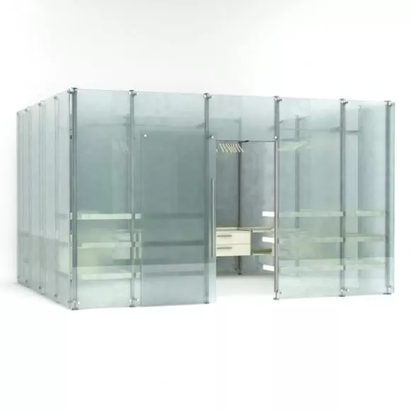 Bedroom Wardrobe With Shelf On Side 3d model