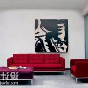 Red Sofa Table Combination 3d model
