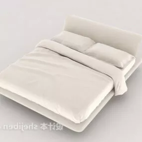 Minimalist White Double Bed 3d model