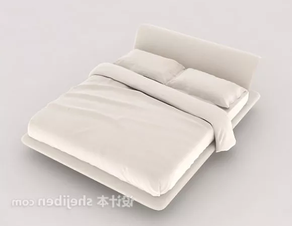 Minimalist White Double Bed 3d model Minimalist White Double Bed 3d model