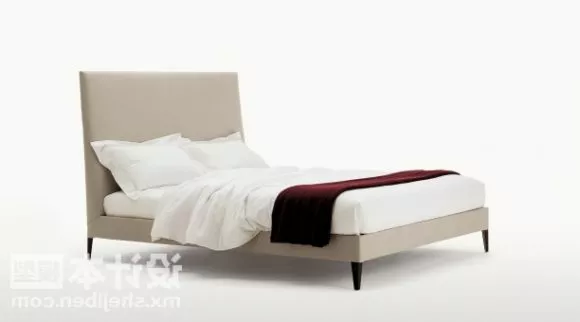 Double Bed With Mattress Pillow 3d model Double Bed With Mattress Pillow 3d model