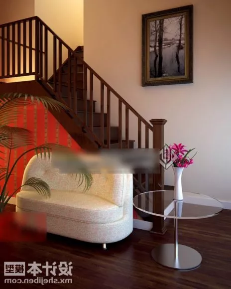 Corner Sofa Under Staircase 3d model Corner Sofa Under Staircase 3d model