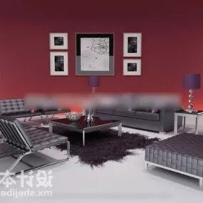 Modern Grey Sofa Table Set 3d model