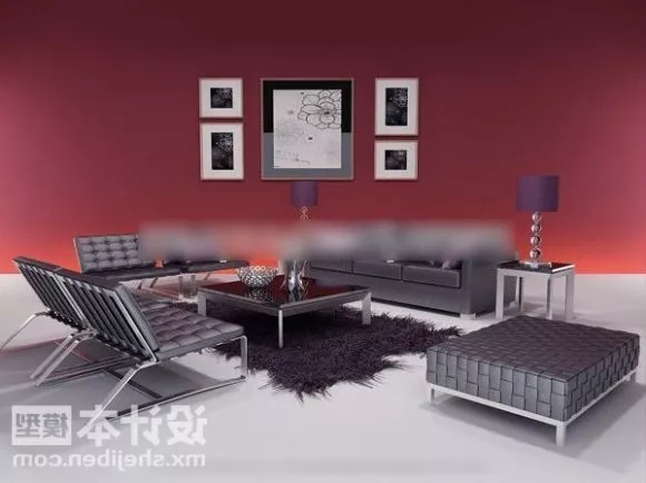 Modern Grey Sofa Table Set 3d model Modern Grey Sofa Table Set 3d model