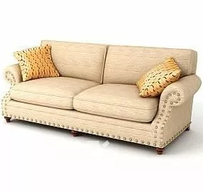 Beige Leather Loveseat Sofa 3d model