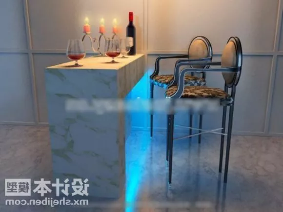 Simple Bar With Chair 3d model