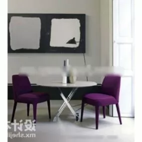 Glass Coffee Table And Chair 3d model
