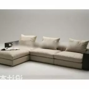 Beige Fabric Sectional Sofa 3d model