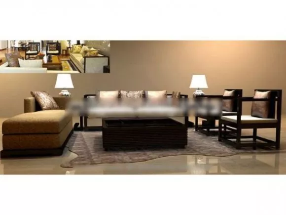 Sofa Wood Chair With Table Set 3d model Sofa Wood Chair With Table Set 3d model