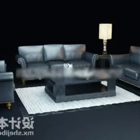 Leather Sofa Table With Carpet 3d model