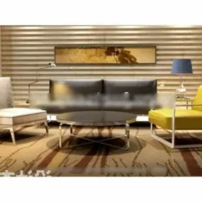 Living Room With Sofa Carpet 3d model