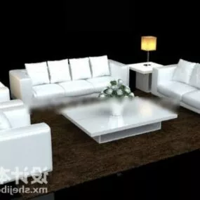 Living Room White Sofa Set 3d model