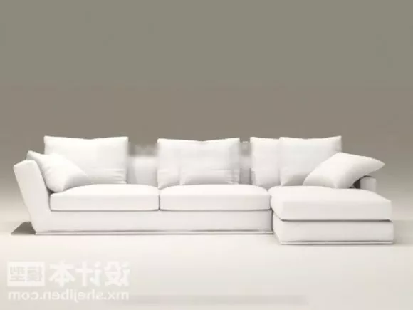 Modern White Sofa With Pillow 3d model Modern White Sofa With Pillow 3d model