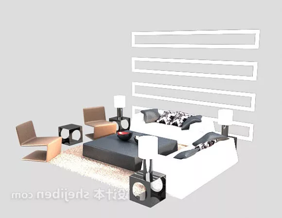 White Sofa Table With Decorating 3d model White Sofa Table With Decorating 3d model
