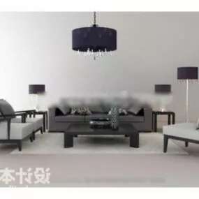 Sofa Chair With Modern Ceiling Lamp 3d model