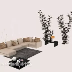 Modern Sofa Table With Decorating 3d model